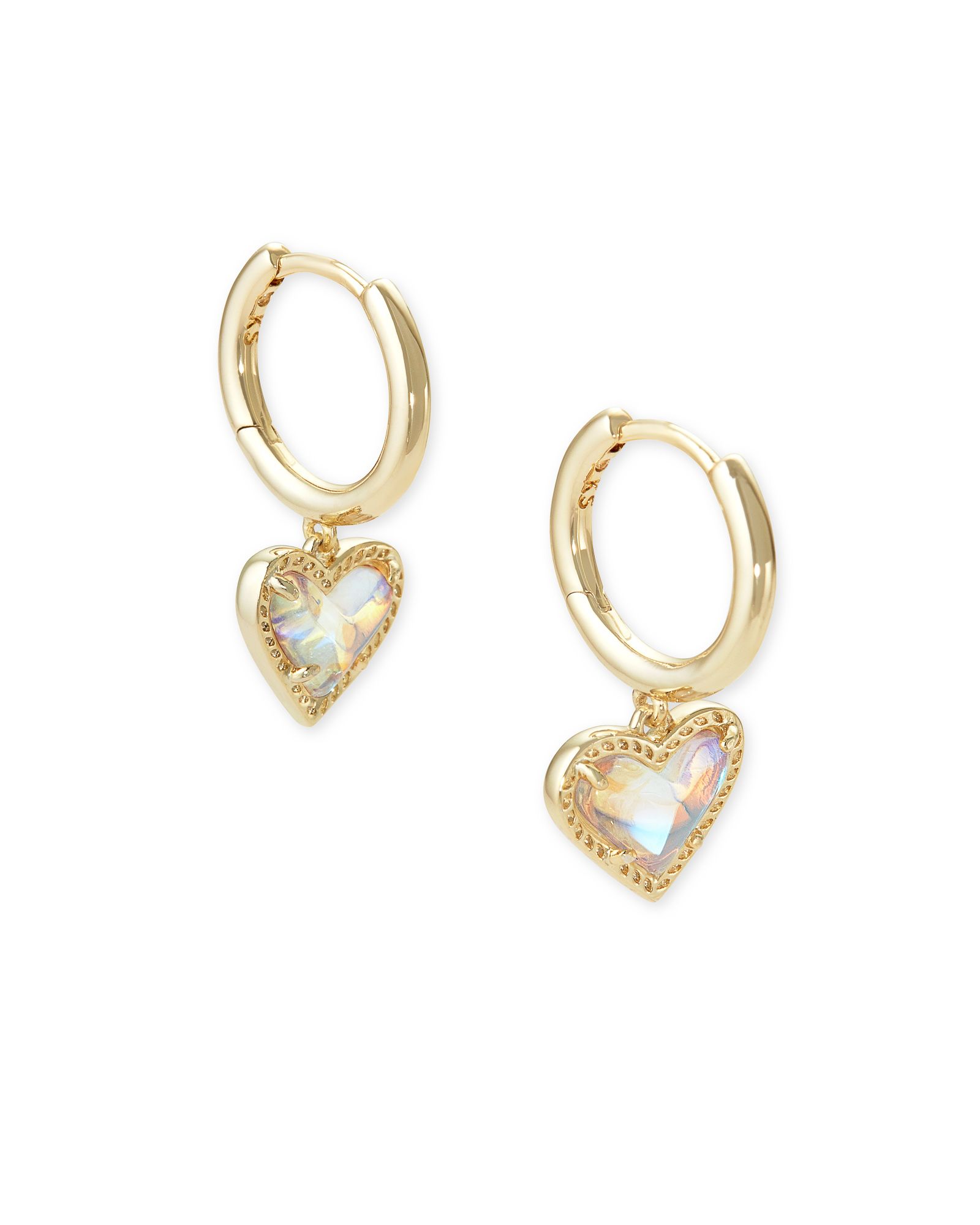 Ari Heart Gold Huggie Earrings in Dichroic Glass | Kendra Scott | Kendra Scott