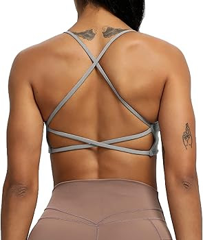 Aoxjox Women's Workout Sports Bras Fitness Backless Padded Ivy Low Impact Bra Yoga Crop Tank Top | Amazon (US)