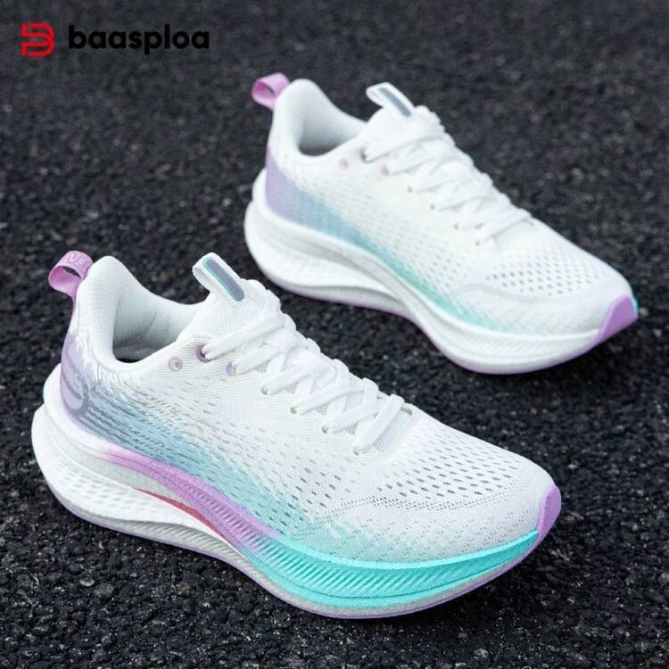Baasploa Zapatillas De Running Para Mujer Con Placa De Carbono, Absorción De Impactos, Resistentes Al Desgaste, Ligeras, Para Correr Al Aire Libre, Con Malla, Para Entrenamiento, Fáciles De Usar, Suaves, Con Plataforma, Zapatillas Deportivas Para Mujer | SHEIN