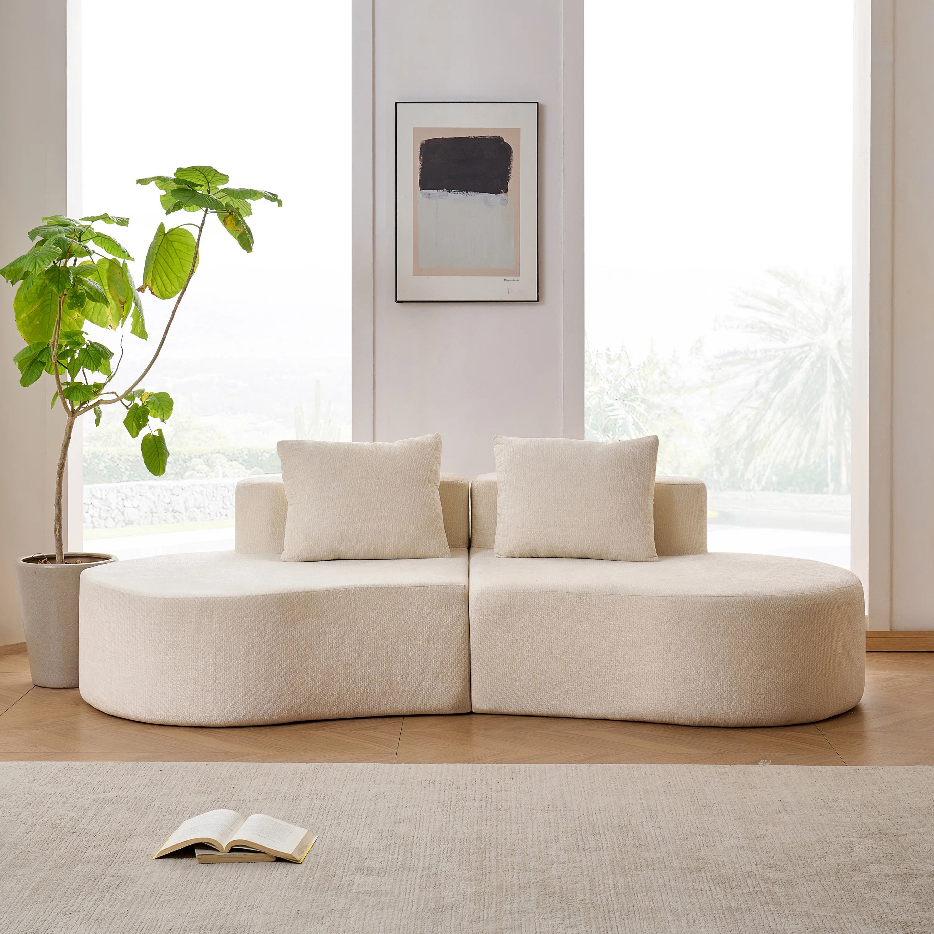 Pacificas 94.49” Upholstered Curved Sectional Sofa ,No Assembly Required | Wayfair North America