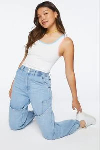 Recycled Cotton High-Rise Denim Joggers | Forever 21 (US)