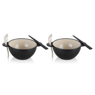 Earth Ramen Beige Bowl 6-Piece Set | The Home Depot