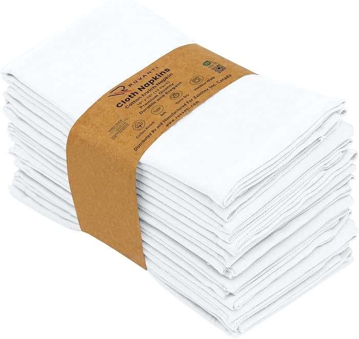 Ruvanti Cloth Napkins set of 12, 18x18 Inches Napkins Cloth Washable, Soft, Durable, Absorbent, C... | Amazon (US)