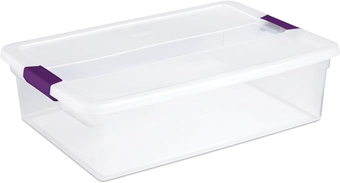 Sterilite 32 Qt ClearView Latch Storage Box, Stackable Bin with Latching Lid, Plastic Container t... | Amazon (US)