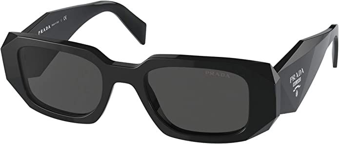 Prada PR 17WS 1AB5S0 Black Plastic Rectangle Sunglasses Grey Lens | Amazon (US)