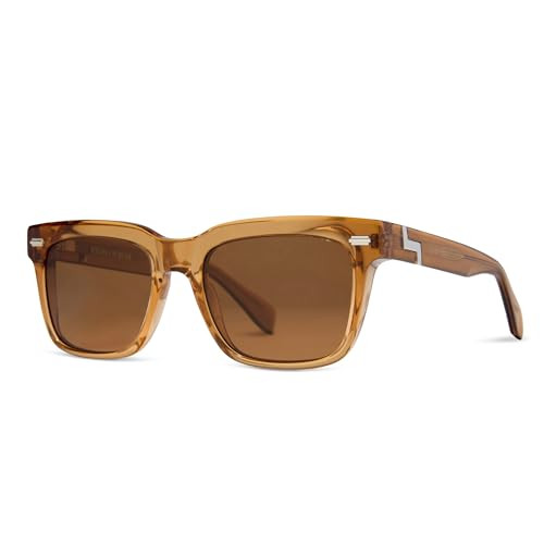 KIAURA EICHLER Premium UV400 Polarized Sunglasses - XL & Original Sizes, Shape Memory Acetate Frames, Scratch-Resistant Lenses, Flexible Spring Hinges - Whiskey | Amazon (US)