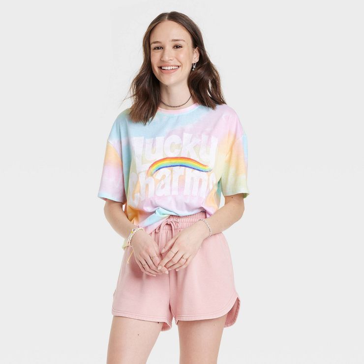 Women's Lucky Charms Oversized Short Sleeve Graphic T-Shirt - Tie-Dye | Target