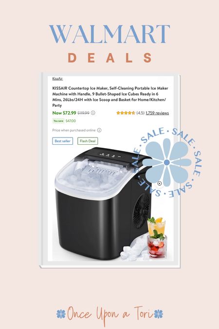 WALMART SALE: this countertop ice maker has a smart displays and is low maintenance! It gives you nice crunchy ice, is self cleaning and quiet. Easy peasy! 

#LTKsalealert #LTKSale #LTKhome