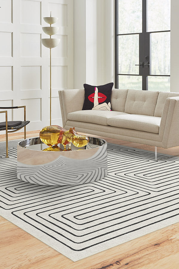 Jonathan Adler Labyrinth Black & Ivory Rug | Ruggable