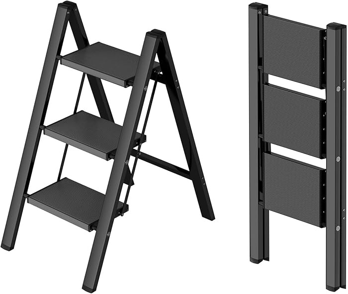 Taranta 3 Step Ladder,Aluminum Lightweight Folding 3 Step Stool with Anti-Slip Wide Pedal,330lbs ... | Amazon (US)