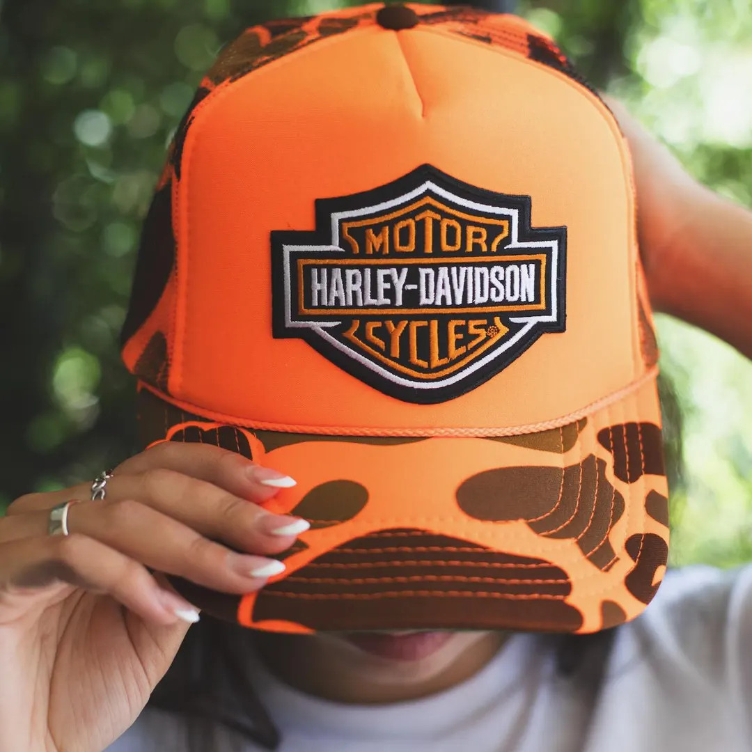 Orange Camo Harley Trucker Hat, Snapback Otto Brand - Etsy | Etsy (US)