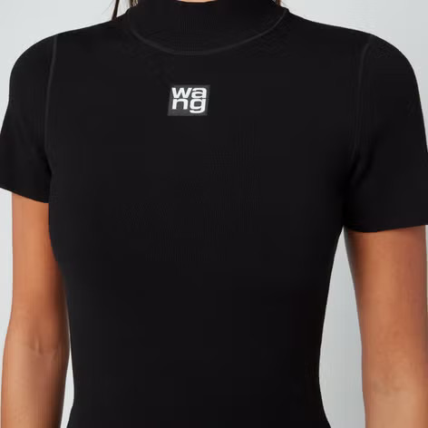 Alexanderwang.T Women's Bodycon Crewneck Tee Dress W/ Logo Patch - Black - XS | Coggles | Coggles (Global)