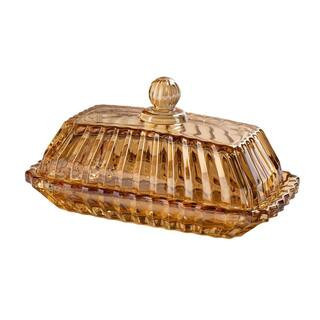 3 oz. Champagne Glass Butter Dish with Lid, Covered Butter Stick Holder Tray, Crystal Glass Butter Storage Container | The Home Depot