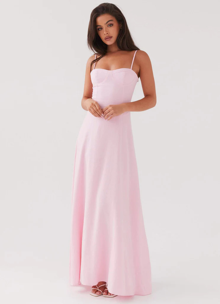 Angelina Linen Maxi Dress - Pink Petal | Peppermayo (Global)