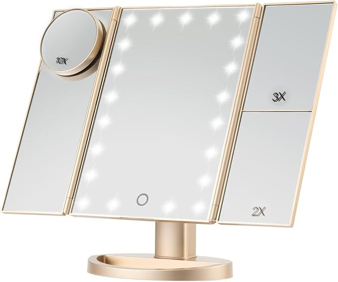 Magicfly Vanity Mirror Lighted Makeup Mirror 10X 3X 2X 1X Magnifying Mirror with 21 LED Lights, T... | Amazon (US)