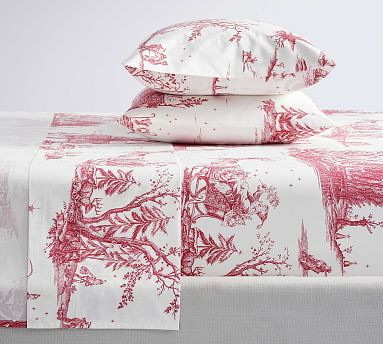 Santa Toile Organic Cotton Sheet Set | Pottery Barn (US)