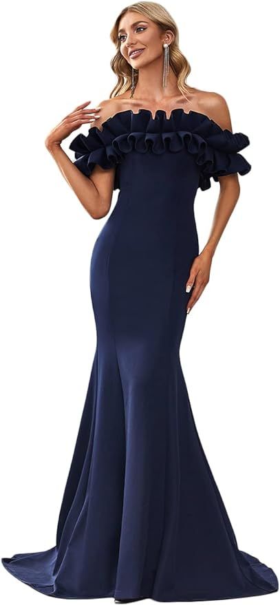 Ever-Pretty Womens Off Shoulder Ruffle Sleeve Bodycon Formal Party Dress 0274 | Amazon (US)