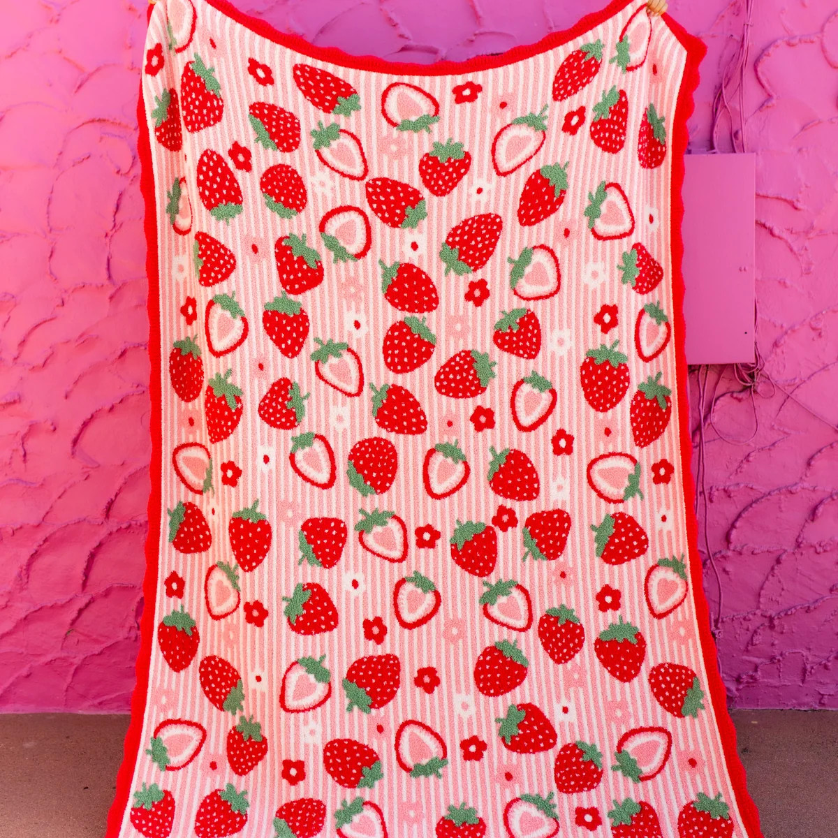 Strawberry Scalloped Blanket | Staykation | Staykation