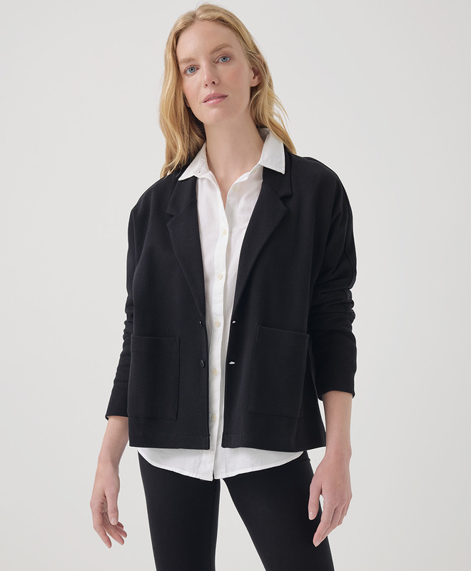 PACT Women's Black Airplane Relaxed Blazer XS | Pact Apparel