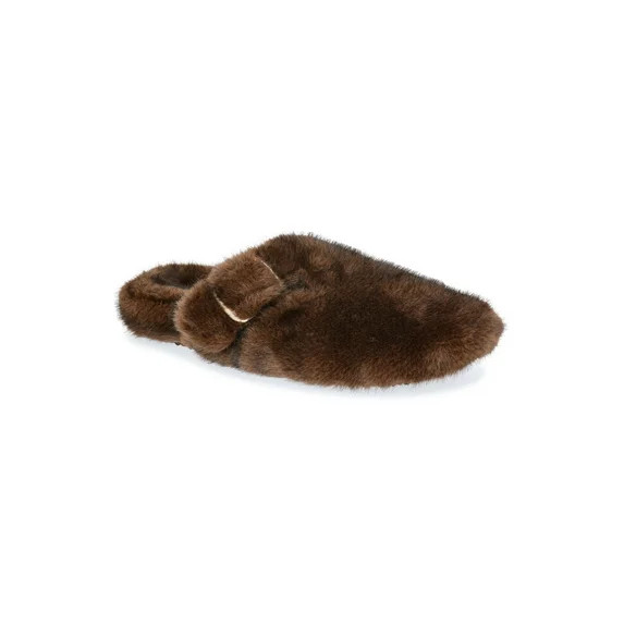 No Boundaries Faux Fur Buckle Clog Slippers, Women’s | Walmart (US)