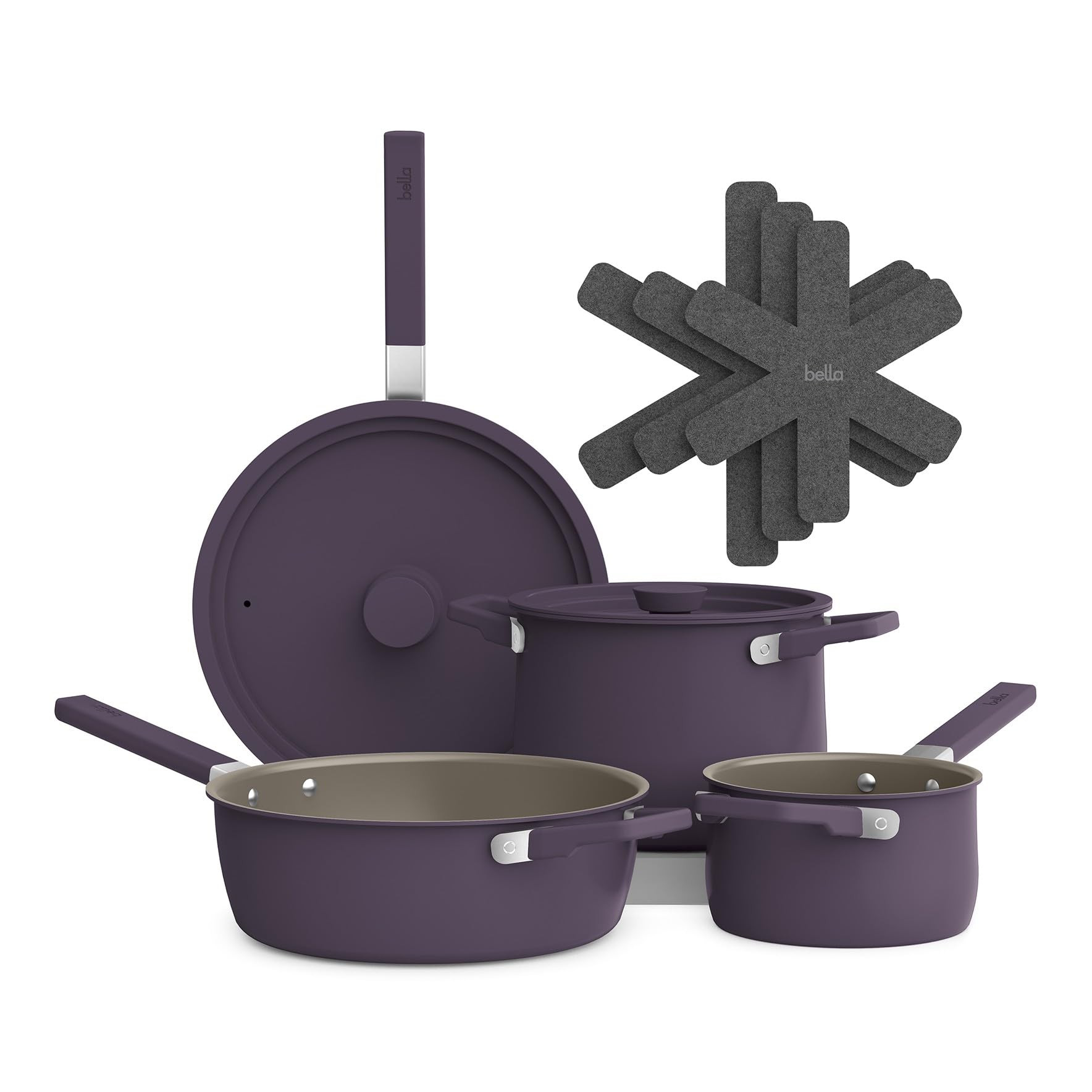 bella 9 Piece Ceramic Nonstick Cookware Set, Fits-anywhere™ Kitchenware w EverGood™ Coating, ... | Amazon (US)