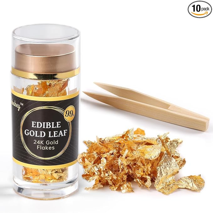 Cobakey Genuine Edible Gold Leaf Flakes - 50mg Edible Gold Flakes for Cake Decoration (Cupcake, C... | Amazon (US)