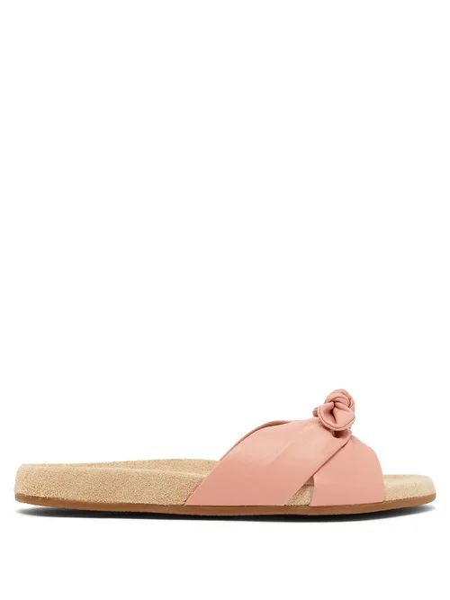 Charlotte Olympia - Knotted Leather Slides - Womens - Pink | Matches (US)