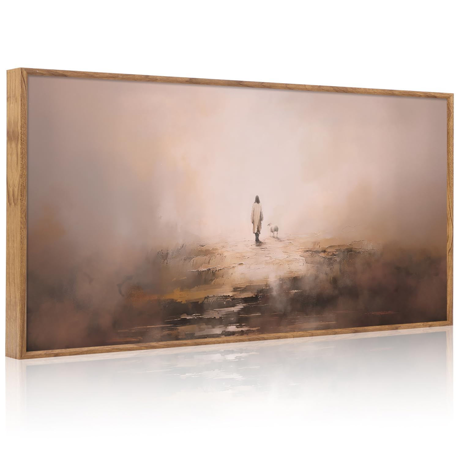 Aurlan Jesus Christian Framed Wall Art(40"x20"), Abstract Jesus Leaves The 99 Parable of The Lost... | Amazon (US)