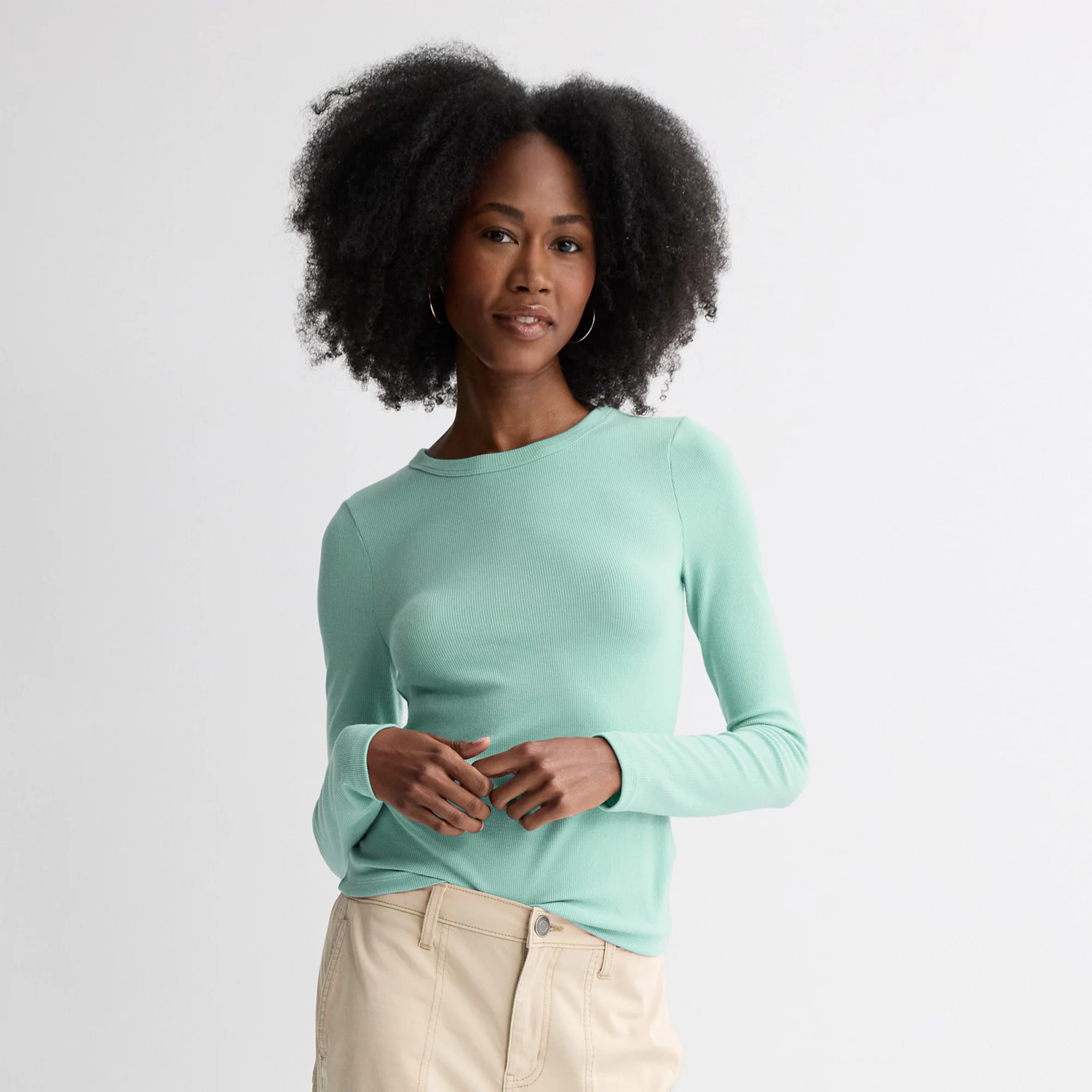 Juniors' SO\u00ae Long Sleeve Rib Crew Top | Kohl's