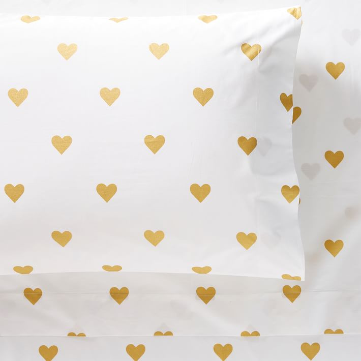 Emily & Meritt Heart Metallic  Sheet Set | Pottery Barn Teen