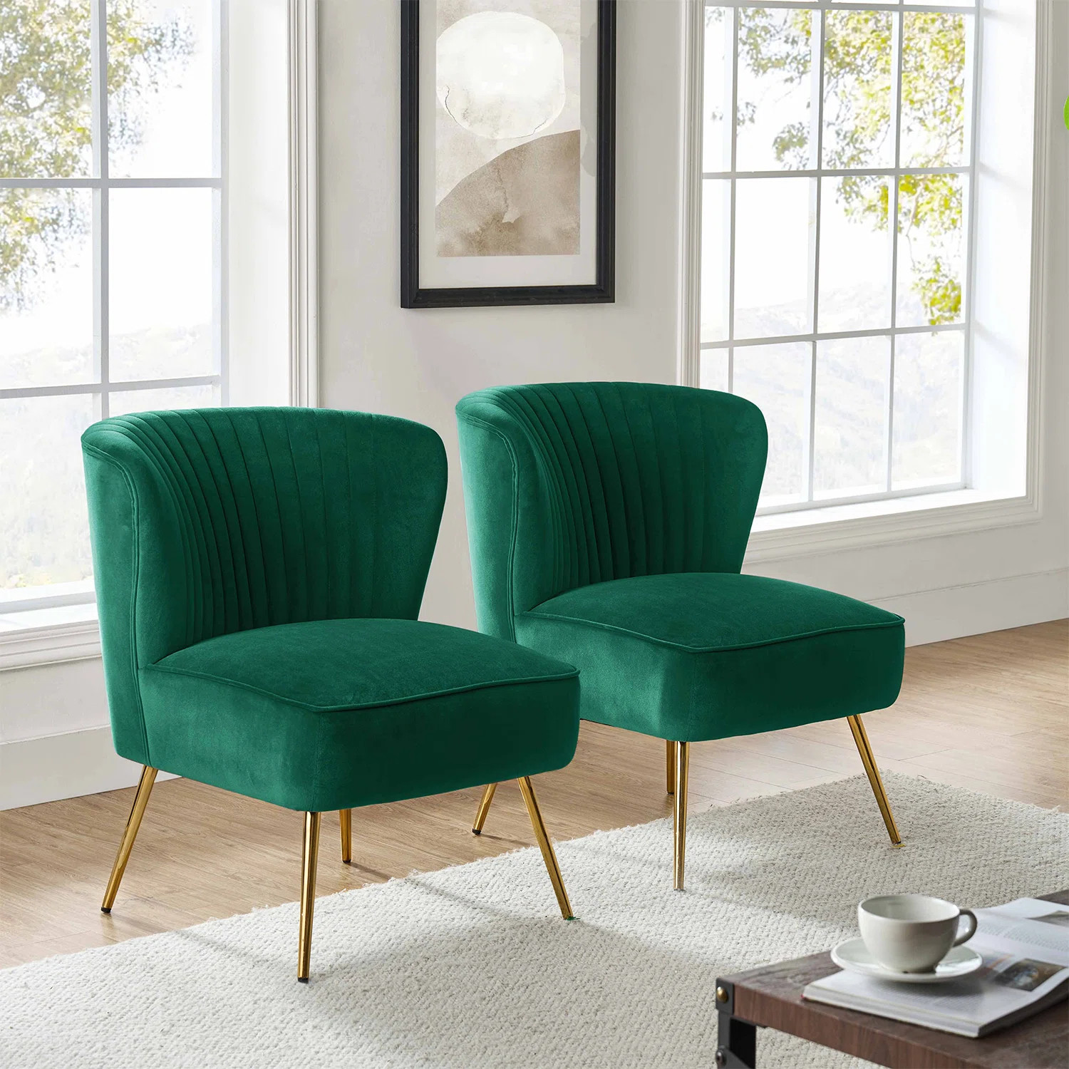 Euclid 26" Wide Tufted Velvet Accent Side Chair (Set of 2) | Wayfair North America