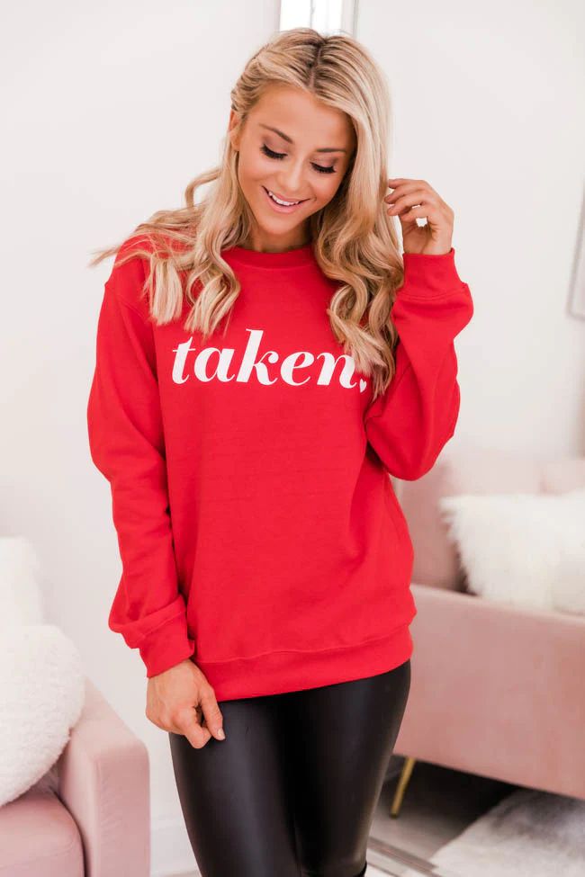 Taken Red Graphic Sweatshirt | The Pink Lily Boutique