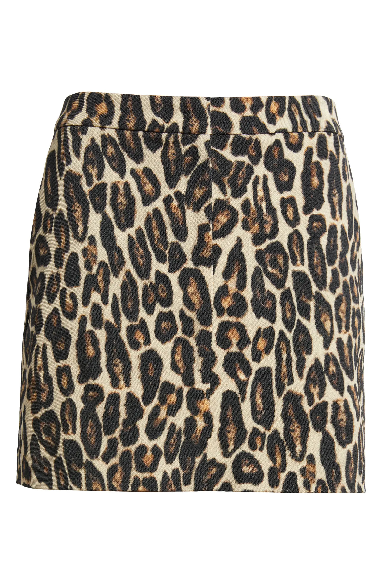 Theory Leopard Print Stretch Wool Miniskirt | Nordstrom | Nordstrom
