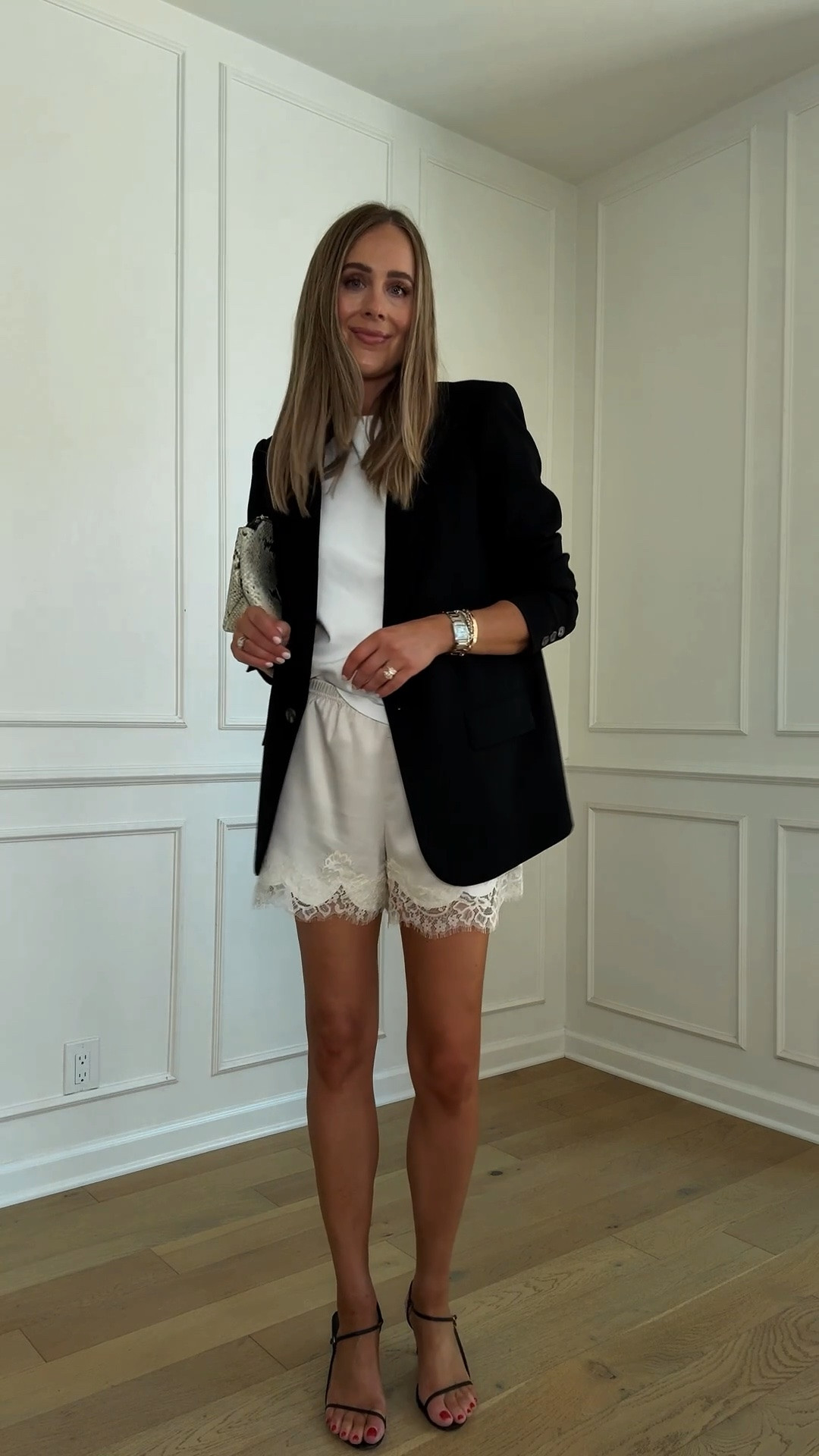 Fashion Jackson, summer outfit, lace shorts, black blazer, white tee

#LTKOver40 #LTKSeasonal #LTKootd