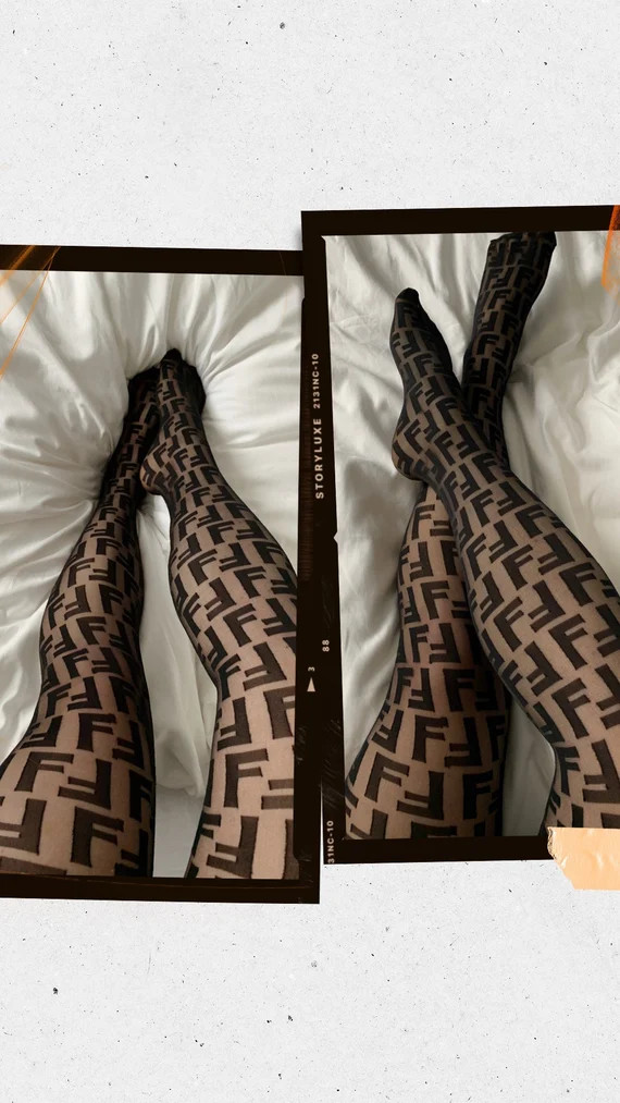 Black FF Tights / double F / tights / party tights / statement tights / designer tights / blogger... | Etsy (US)