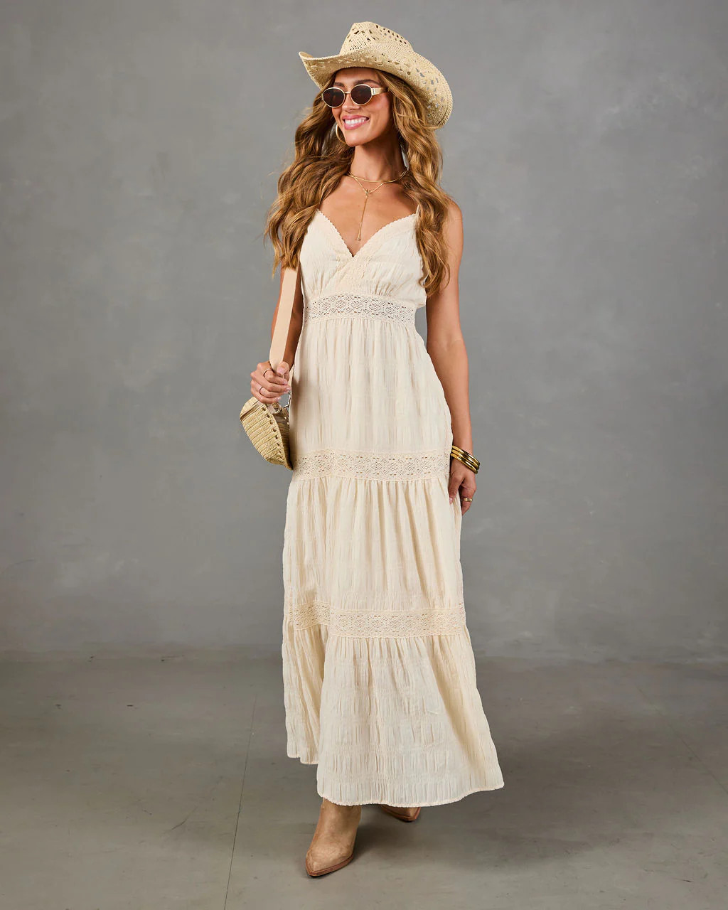 Sunkiss Veil Lace Trim Maxi Dress | VICI