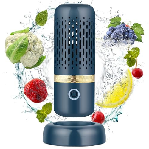 Cudinham Fruit and Vegetable Purifier Cleaner Washing Machine Upgraded Capsule Shape Disinfection OH-ion Purification Technology for Cleaning Veggie Grains Rice Meat Seafood, Blue Ocean | Amazon (US)