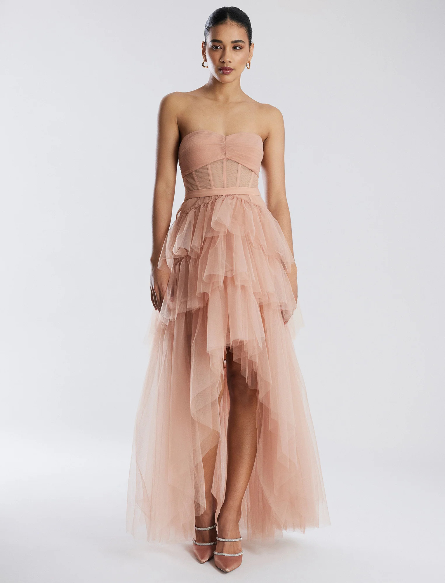 Brown Luna High-Low Gown | Dresses | BCBGMAXAZRIA | BCBG Max Azria 