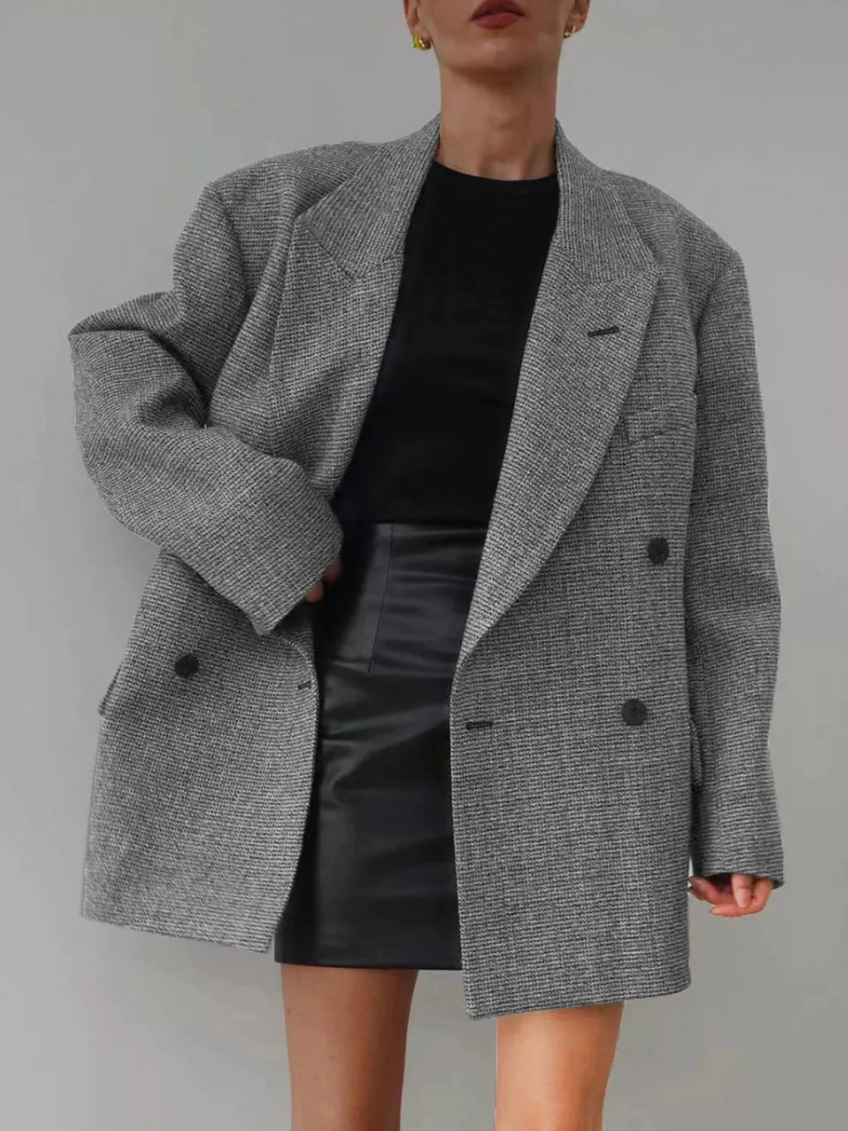 Wool-Blend Plaid Belted Blazer | Commense