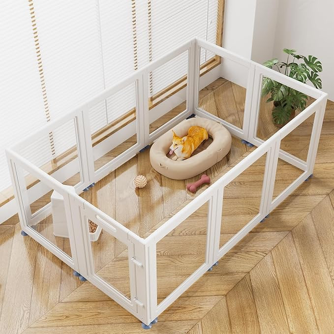 Clear Acrylic Dog Playpen Transparent Dog Playpen Indoor, Easy Assemble Clear Pet Pen for Puppy B... | Amazon (US)