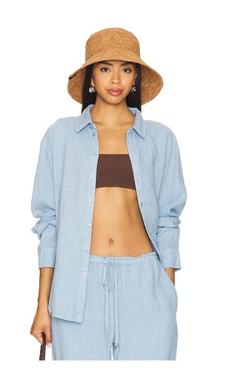 Cecile Oversized Shirt in Baby Blue | Revolve Clothing (Global)