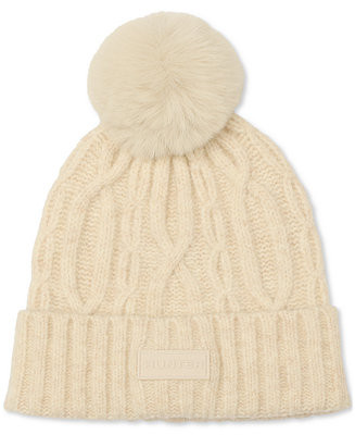 Faux-Fur-Pom Cable-Knit Beanie | Macy's