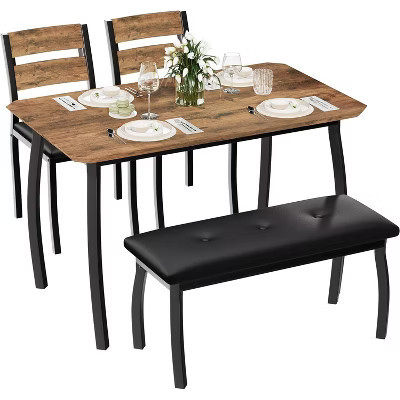 5-Piece Wood Dining Table Set, Upholstered Bench and 2 Chairs, Space-Saving Dinette Set for Studio, Kitchen, Dining Room | Target