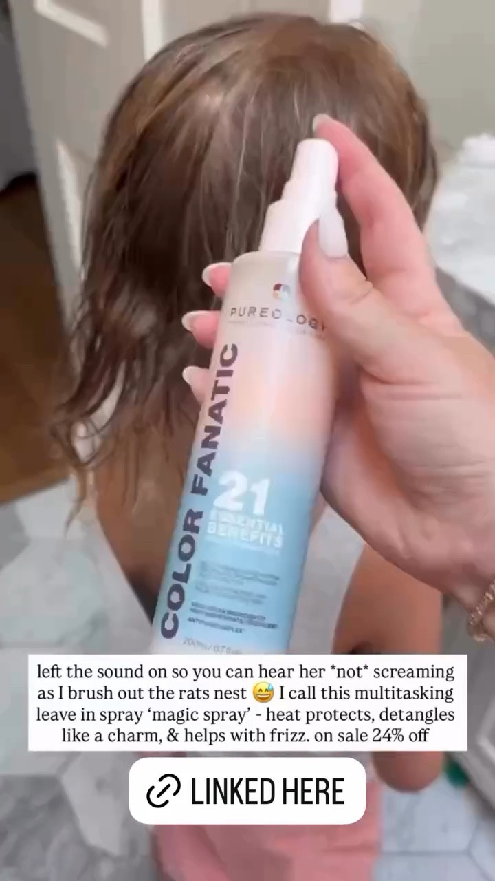 left the sound on so you can hear her "not* screaming as I brush out the rats nest - I call this multitasking - leave in spray 'magic spray' - heat protects, detangles like a charm, & helps with frizz. on sale 24% off

#LTKKids #LTKBeauty #LTKStyleTip