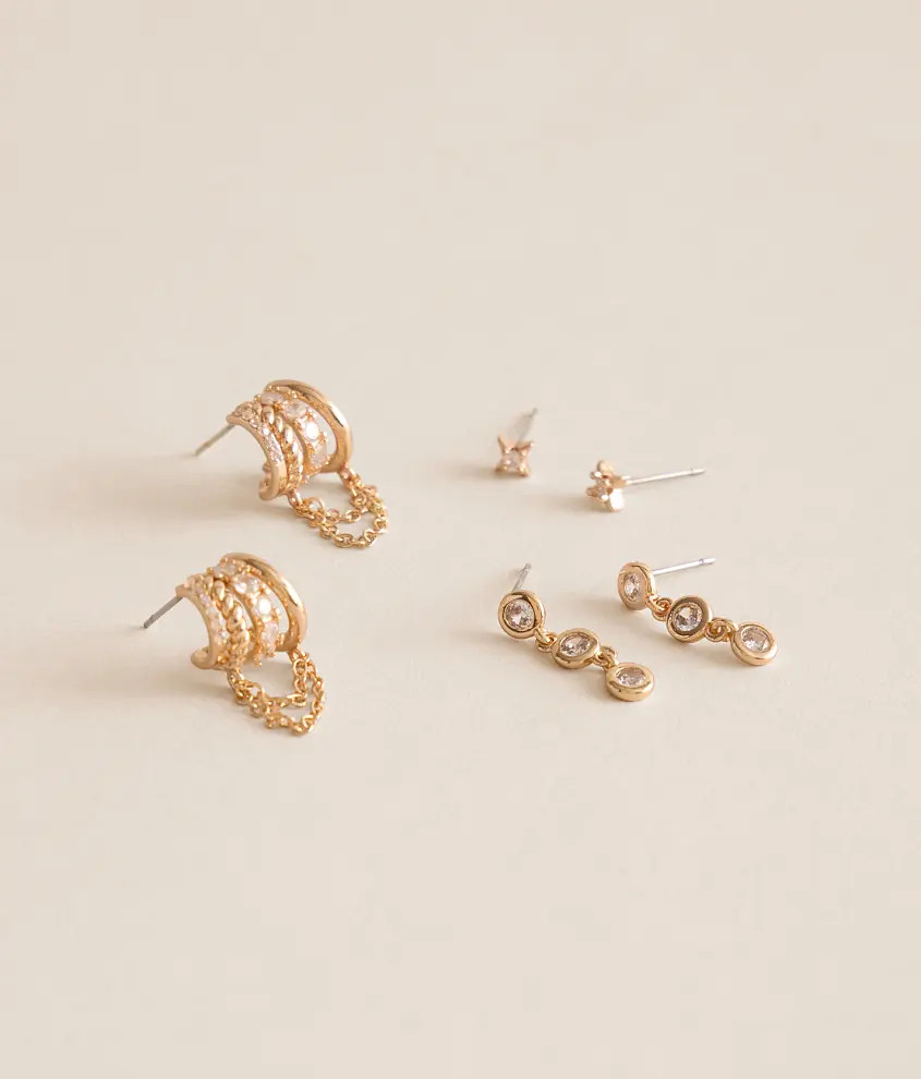 3 Pack Glitz Earring Set | Buckle