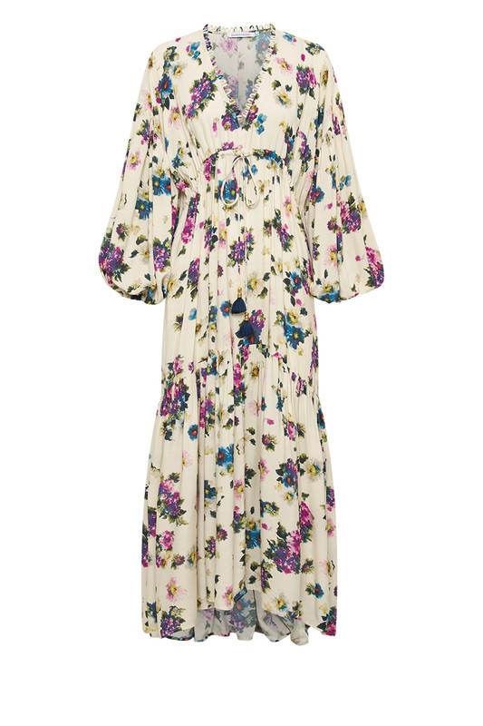 Billow Sleeve Maxi Dress in Ditsy Gardens | Bohemian Traders