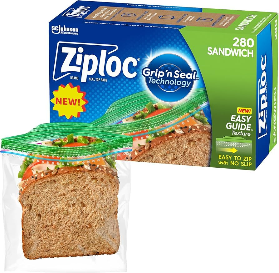 Ziploc Sandwich and Snack Bags, Storage Bags for On the Go Freshness, Grip 'n Seal Technology for... | Amazon (US)