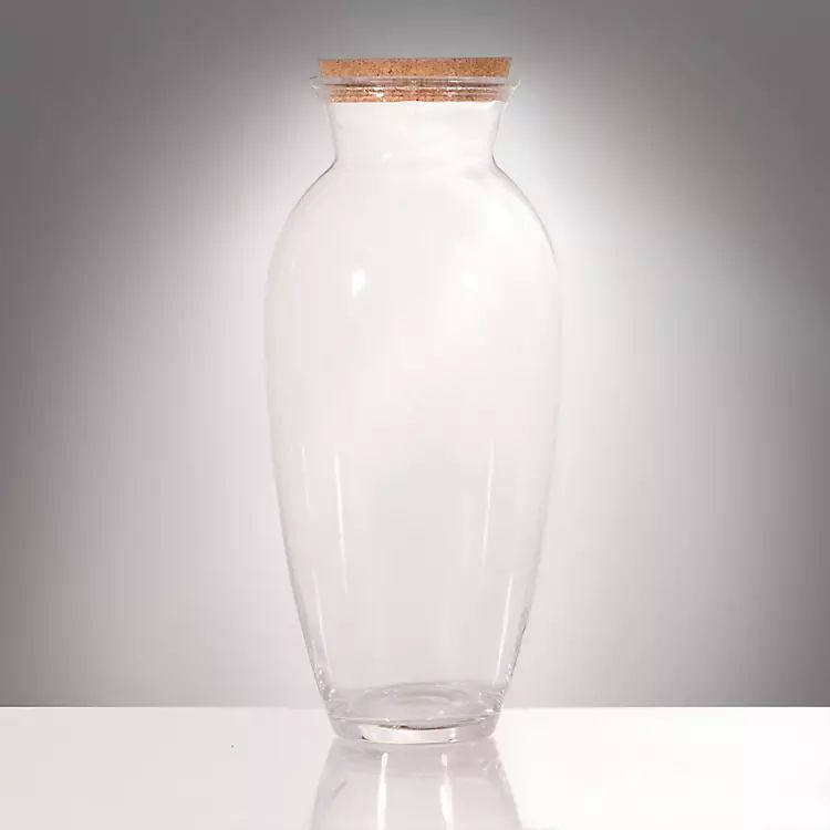 New!Clear Glass Vase with Cork Lid, 16 in. | Kirkland's Home