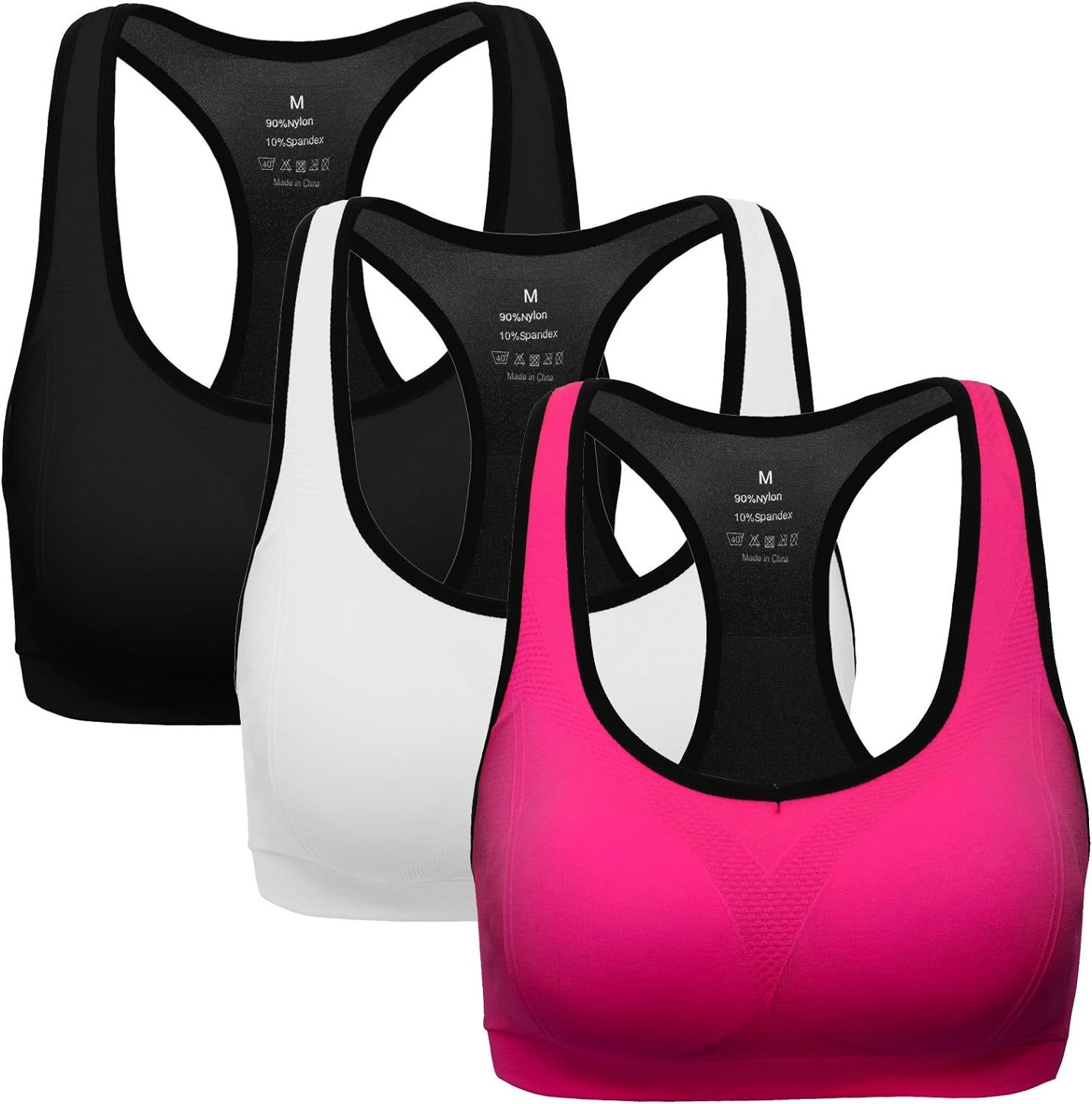 MIRITY Women Racerback Sports Bras - High Impact Workout Gym Activewear Bra Pack of 3 | Amazon (US)