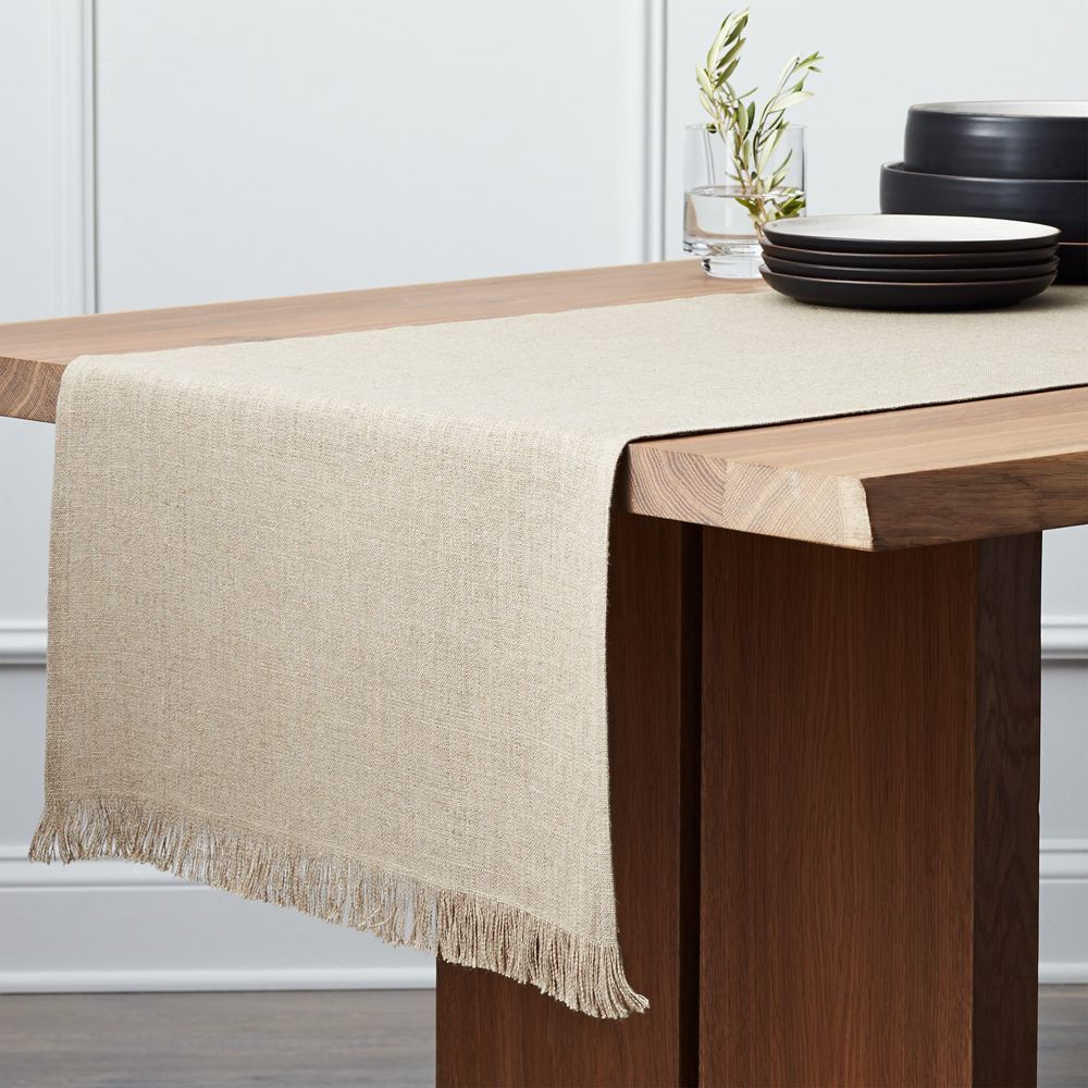 Beckett 90" Natural Linen Table Runner | Crate & Barrel